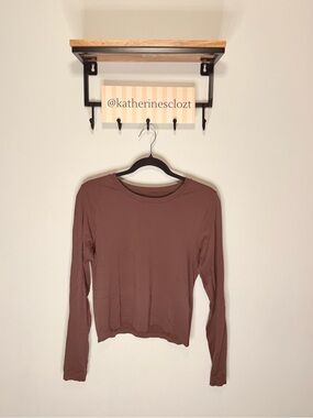 Marshalls Women's Long-Sleeve Scoop Neck Top in Chocolate Brown